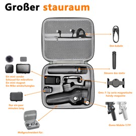 Pocaton Case for DJI Osmo Mobile 7P: Portable Storage Bag for DJI Osmo Mobile 7/Osmo Mobile 7P/7Pro Gimbal Stabilizer Vlog Combo Accessories, Compact Carry Bag Travel Bag OM 7/OM 7P, Grey