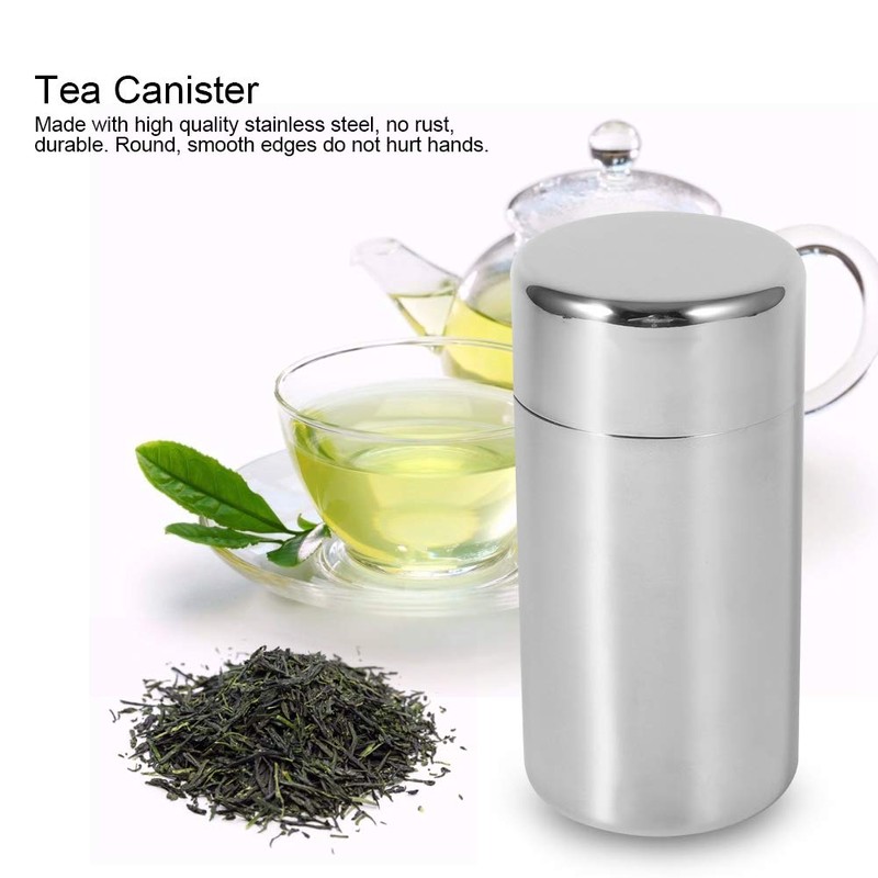 YUMILI Tea Tin Canister, Stainless Steel Tea Canister Home Kitchen