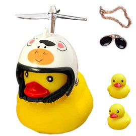 ACEDOAMARE Duck Bike Bell, Cute Rubber Yellow Duck Bicycle Accessories with LED Light Propeller Helmet Squeeze Horns for Adults Kids Children Cycling Motorcycle Handlebar Bicycle (Cattle)