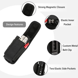Multitool Sheath,EDC Pouch,EDC Belt Organizer for Pen/Flashlight/Folding Knife,Knife Sheath Compatible with Wave Surge Raptor,Tactical Pocket Knife Holder,Belt Pouches for Men