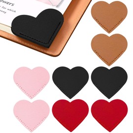 8PCS Leather Bookmarks, Heart Bookmarks Cute Corner Page Book Marks Book Accessories Book Reading Presents for Reading Book Lover