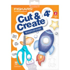 Fiskars Cut & Create Activity Book with 5in Kids Scissors - Gifts and Stocking Stuffers for Kids - Ages 4+