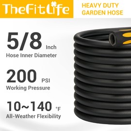 TheFitLife Garden Flexible Hose - Heavy Duty Kink Resistant Water Hose with Soft Grip Handle and 8 Function Nozzle, Durable, Strength and Leak Proof Hose for Gardening, Outdoor, Yard (50ft)