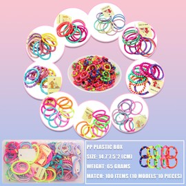 Hair Elastic for Kids, Girls, Colorful, Set of 100, Stylish, Hair Accessories, Hair Arrangement, Hair Band, Large Capacity, Includes Storage Pouch, Hair Accessories, No Tie, Nursery School, Girls,