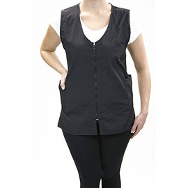 CHARLENE Long Zipper Stylist Vest with Pockets (Small, Black)