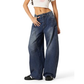 Aelfric Eden Mens Jeans Big Pocket Barrel Pants Loose Oversized Baggy Wide Leg Jean Casual Hip Hop Y2K Denim Pant Streetwear Blue 36