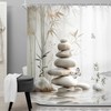 Zen Bamboo Gray Butterfly Stone Spa Pastel Bathroom Shower Curtain