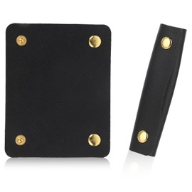 2 PCS Handbag Handle Grip Protectors with Brass Clasps, Soft Purse Strap Cover Pad, Leather Handle Wra for Shopping Bag Travel Bag Suitcase Tote Bag Wallet, Black