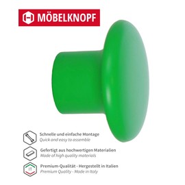 Gedotec Furniture Knobs for Children's Rooms, Diameter 32 mm, Green, Pack of 10, Plastic Furniture Handles, Colourful, Children's Furniture Knobs, Modern Furniture Handles, Cabinet Knob