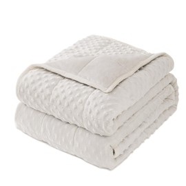 Wemore Minky Dot Weighted Blanket for Adults King Size 25 lbs, Soft Cozy Heavy Blanket for Bed and Couch, Breathable Blanket for All-Season with Glass Beads, White 80 x 87 inches