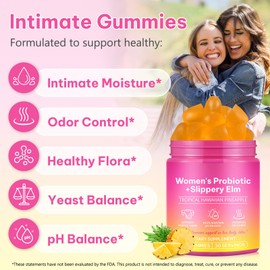 2 Pack Vaginal Probiotics Gummies for Feminine PH Balance, Vaginal Hydrating, Promoting Vaginal Flora Health, Fresh Odor with Prebiotics & Lactobacillus Probiotic, Hawaiian Pineapple, Plant Based
