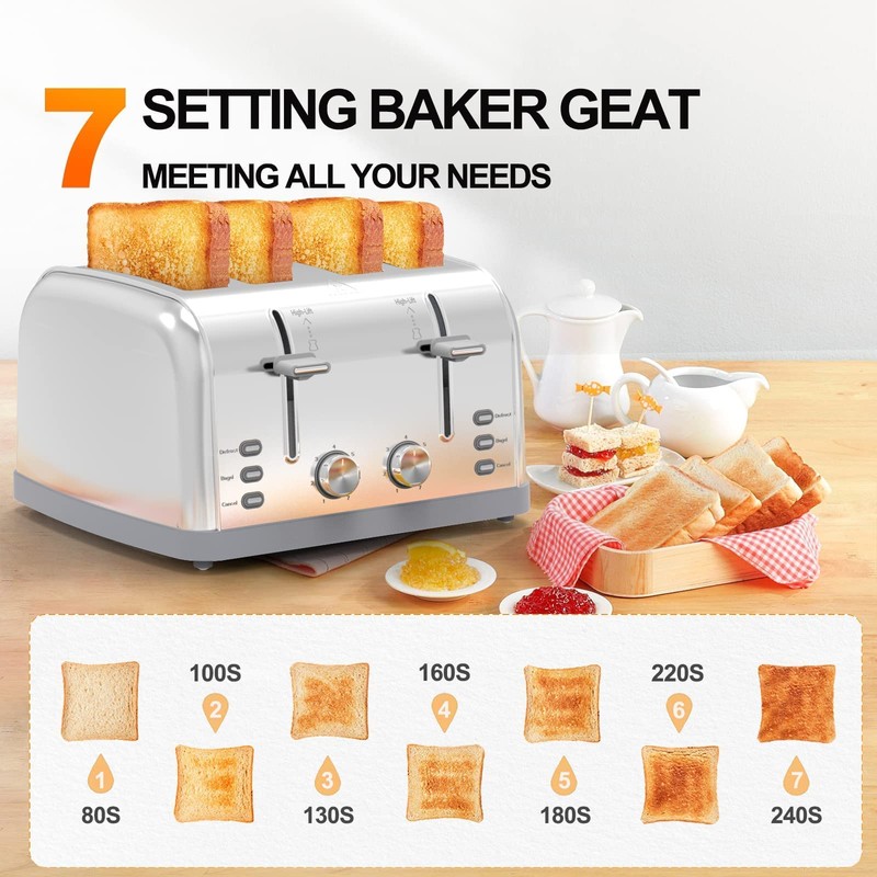 Toaster 4 Slice Retro Stainless Steel,Best Prime 4 Slice Toaster
