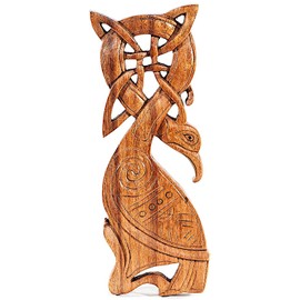 Windalf Celtic Wooden Picture Marawn 27 cm Viking Bird Wall Picture Celtic Knot Wooden Decoration Lucky Wall Relief Handmade Wood