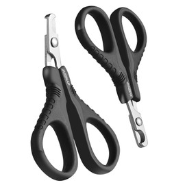 JAZZZNAP Cat Nail Clippers, Pet Nail Cutter Kitten Nail Trimmers for Cat, Puppies, Birds, Curved and Flat Tips with Non-Slip Handle, Black 2Pcs