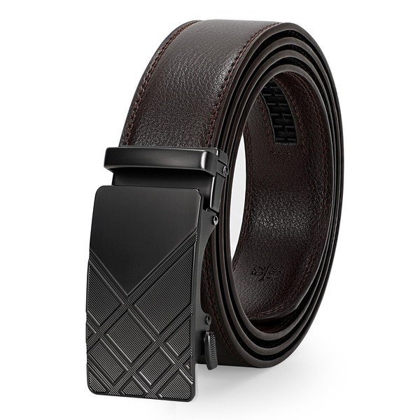 JASGOOD Leather Men Belt, Sliding Ratchet Leather Belt for Men