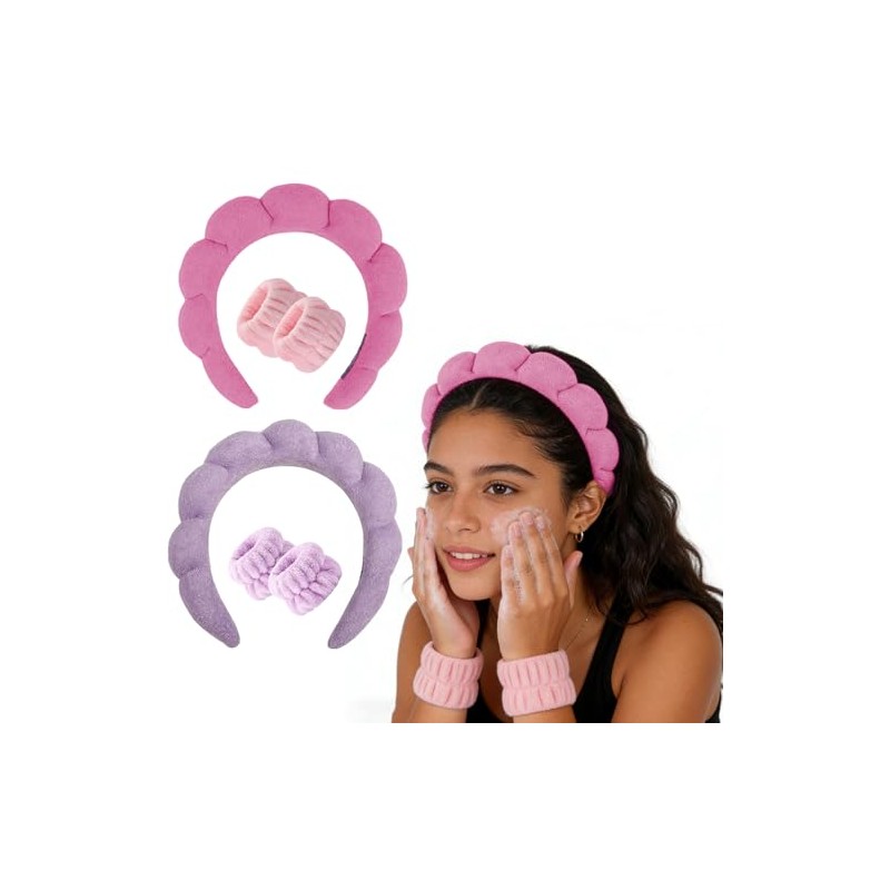6 diademas skincare OVQZAW con muñequeras absorbentes de alta elasticidad