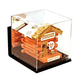Deluxe Acrylic Display Case - Medium Square Box with Black Risers Mirror and Wall Mount 10" x 10" x 10" (A028-BR)