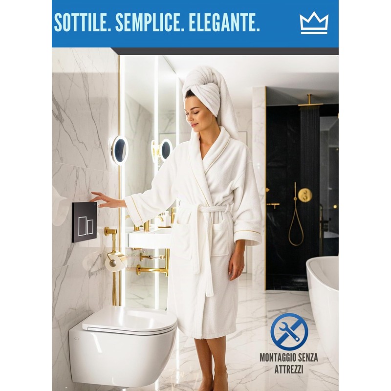 FEINER Piastra per WC [nero opaco/cromato] – compatibile con Geberit