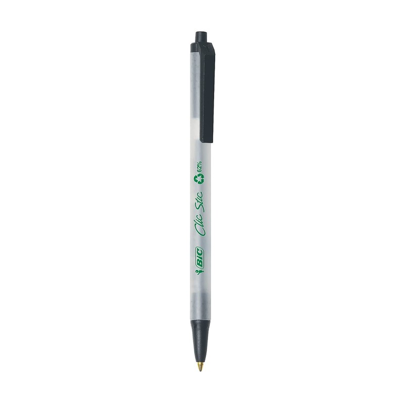 BIC CSEM11BK Ecolutions Clic Stic Retractable Ballpoint Pen Black Ink