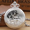 Tiong Silvery Hollowed Out Double Deer Quartz Men's Pocket Watch,Luminous