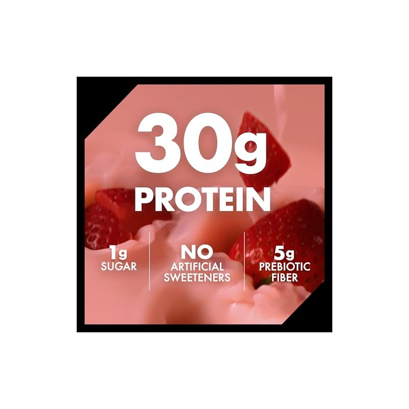 Oikos 30g Protein Shake, Strawberry, High Protein Drinks, Shelf Stable,