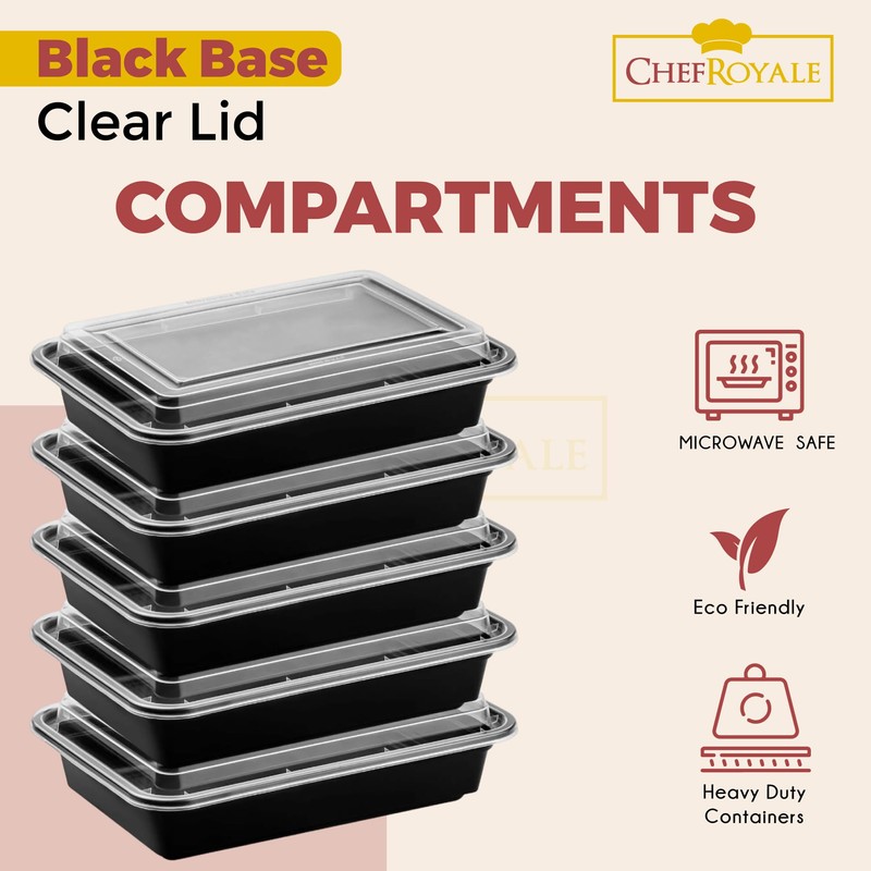 CHEF ROYALE 1 Compartment Meal Prep Containers BPA Free Reusable