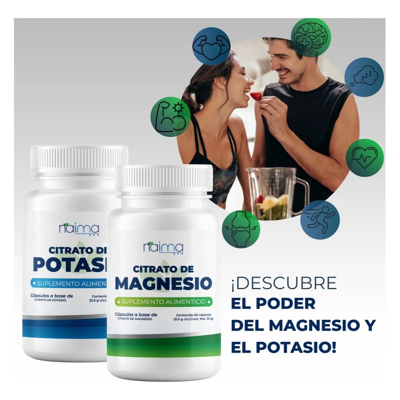 Citrato De Magnesio Y Citrato De Potasio Con 60 Cápsulas