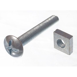 Pack Of 8 Roofing Bolt Cross Head 6Mm M6 X 40Mm Length Bzp With Square Nuts