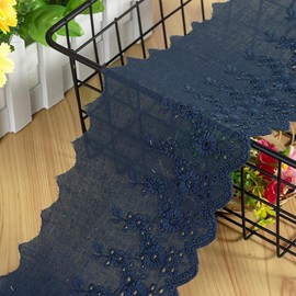4 Yard 11 cm Embroidery Cotton Lace Ribbon Lace Trim Vintage Decorative Ribbon Trim Lace Ribbons Lace Fabric Lace Trimmings for DIY Crafts Sewing Wedding Decoration Craft Decoration, Navy Blue