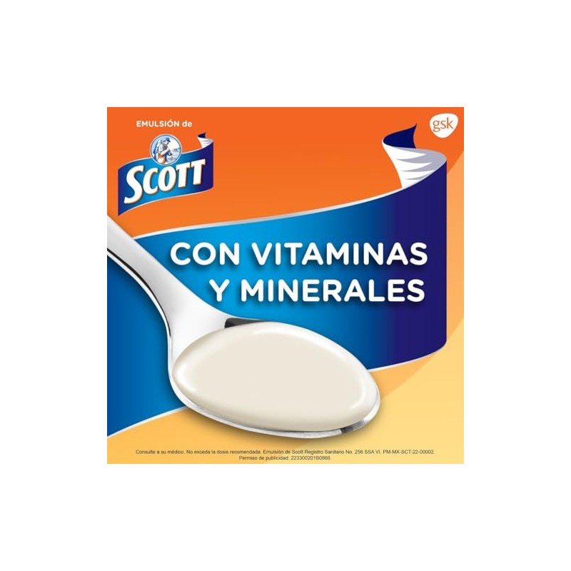 Scott Suplemento Alimenticio Multivitamínico, Vitaminas A y D, Sabor Fresa,