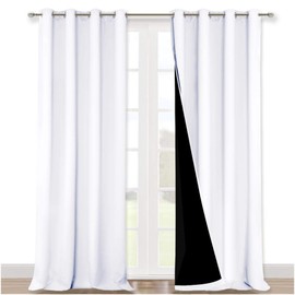 NICETOWN Full Shading Curtains for Windows, Super Heavy-Duty Black Lined Blackout Curtains for Bedroom, Privacy Assured Window Treatment (White, Pack of 2, 52 inches W x 95 inches L)