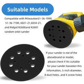 5 Inch 8 Hole Backing Pad,2 Pcs Black Orbital Sander Replacement Velcro Pad Replacement Orbital Sander Base Sander Replacement Parts Orbital Sander Backing Pad for High Speed Polishing