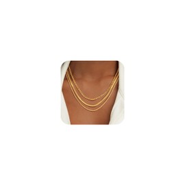 MPRAINBOW Layered Gold Necklaces for Women, 18K Gold Plated Necklace Chains,Stackable Cuban Link Chain,Hypoallergenic Trendy Stack Necklace Jewelry,Christmas Wedding Prom Gift For Her