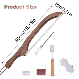 12 Pcs Bread Knife Set, Acacia Wood(15.7") - Double Serrated Bread Knife for Homemade Bagels, Baguettes and More - Bread Bow Knife, Cuts Thin, Even Slices - Premium Stainless Steel