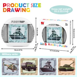 Toy 4-in-1 Puzzle 9 Pieces, Rotating 3D Puzzle, Montessori Puzzle for Children, Patience Games, Educational Toy, Motor Skills Toy, Aeroplane Car Trip Wedding Activity Fidget Toys Children