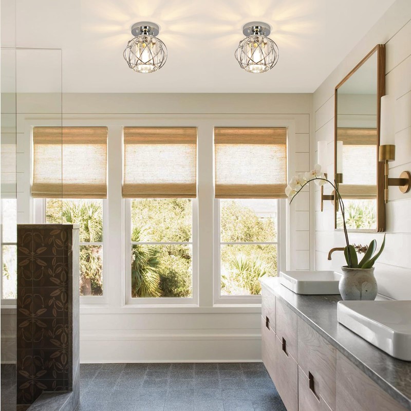 Loiogohot Hallway Light Fixtures Ceiling,Modern Chrome Crystal Ceiling Lights Fixture,