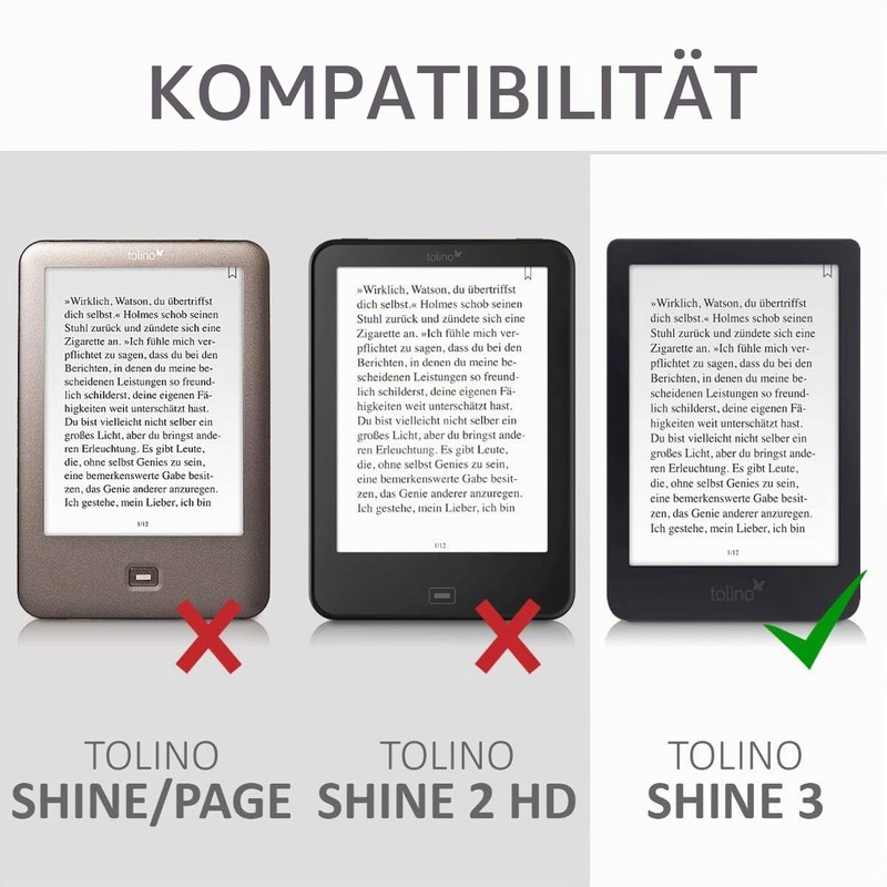 kwmobile Protective Case for Tolino Shine 3 Faux Leather eReader