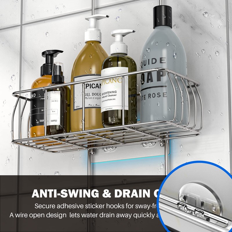 Epicano Anti-Swing Hanging Shower Caddy Stainless Steel 304, Over Head