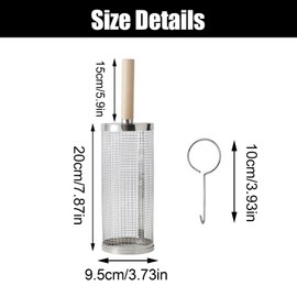 DragonX2 2 Rolling BBQ Baskets with Removable Wooden Handles, Nested Grill Nets, BBQ Accessories for Vegetables and Shrimps, Outdoor Cooking Camping