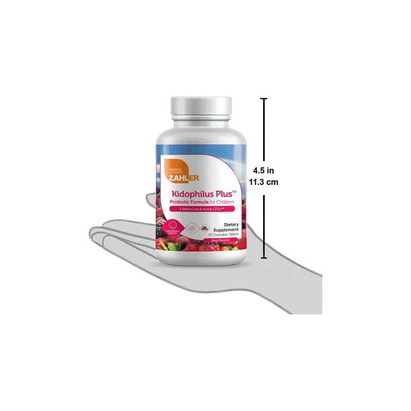 Probiotico Zahler Kidophilus Plus 90 Tabletas Masticables Sabor Moras