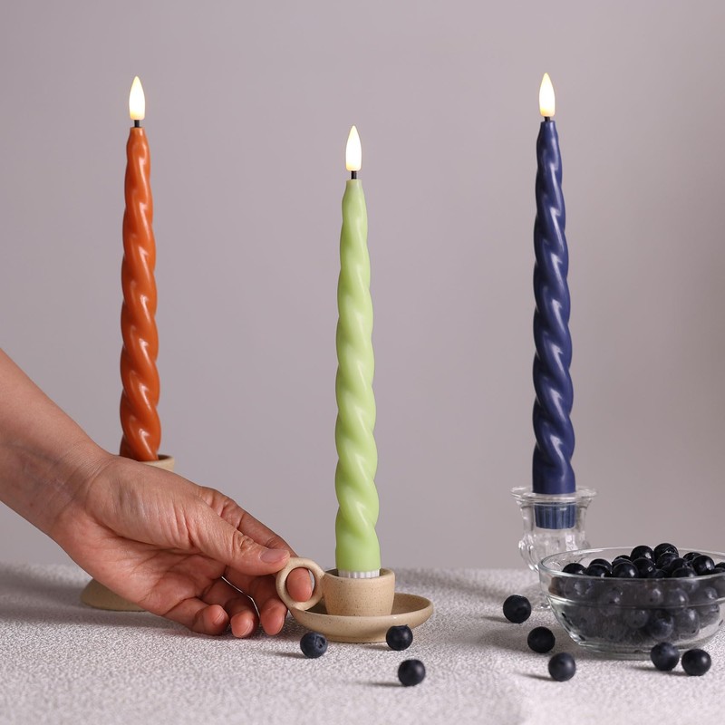 Girimax Spiral Flameless Taper Candles with Remote, Green Candles Battery