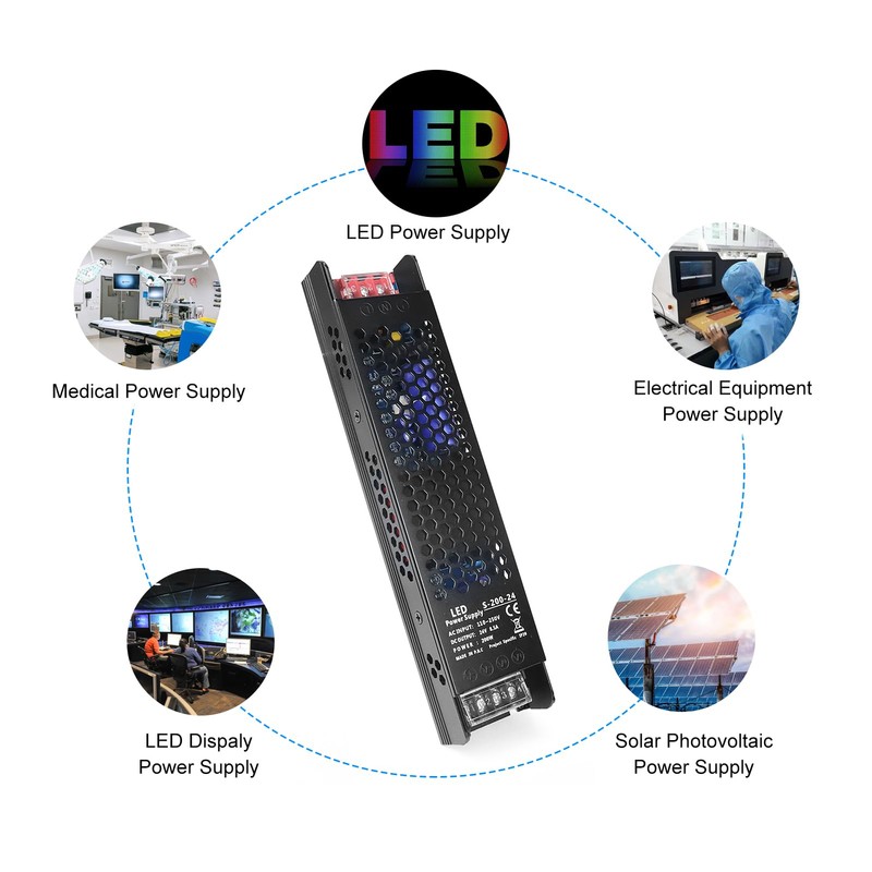 24V 8.5A 200W Universal Regulated Switching Power Supply, 100-250V AC