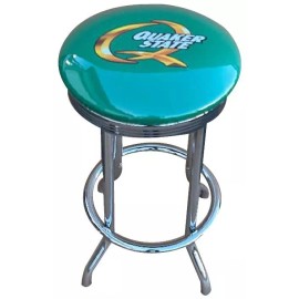 Unbranded Chrome Bar Stool 24" Or 30" Tall Vintage Quaker State Oil Auto Garage Theme Logo - 30"