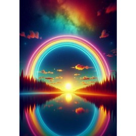 QENSPE 5D Diamond Painting Rainbow Diamond Art Kits for Adults, Round Full Drill Aurora Borealis Diamond Painting Kit with Tools for Beginner, DIY Gems Art Craft for Home Wall Decor 12x16 inch