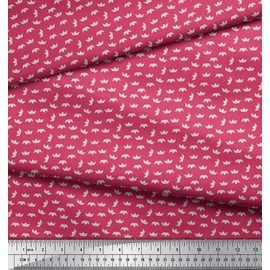 Soimoi Pink Velvet Fabric Paper Boat Art & Craft Printed Fabric 1 Yard 58 Inch Wide