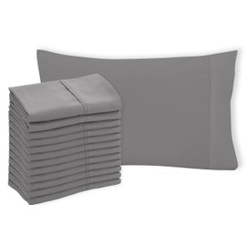 ROYALE LINENS Grey Pillowcase Set of 12 - King 20"x40" Bed Pillow Cover - 1800 Brushed Microfiber - Wrinkle & Fade Resistant - Bulk Pillow Cases - Hotel Quality Pillow Case 12 Pack (King, Grey)
