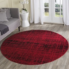 Safavieh Adirondack Collection ADR116F Modern Abstract Area Rug, 6' x 6' Round, Red / Black