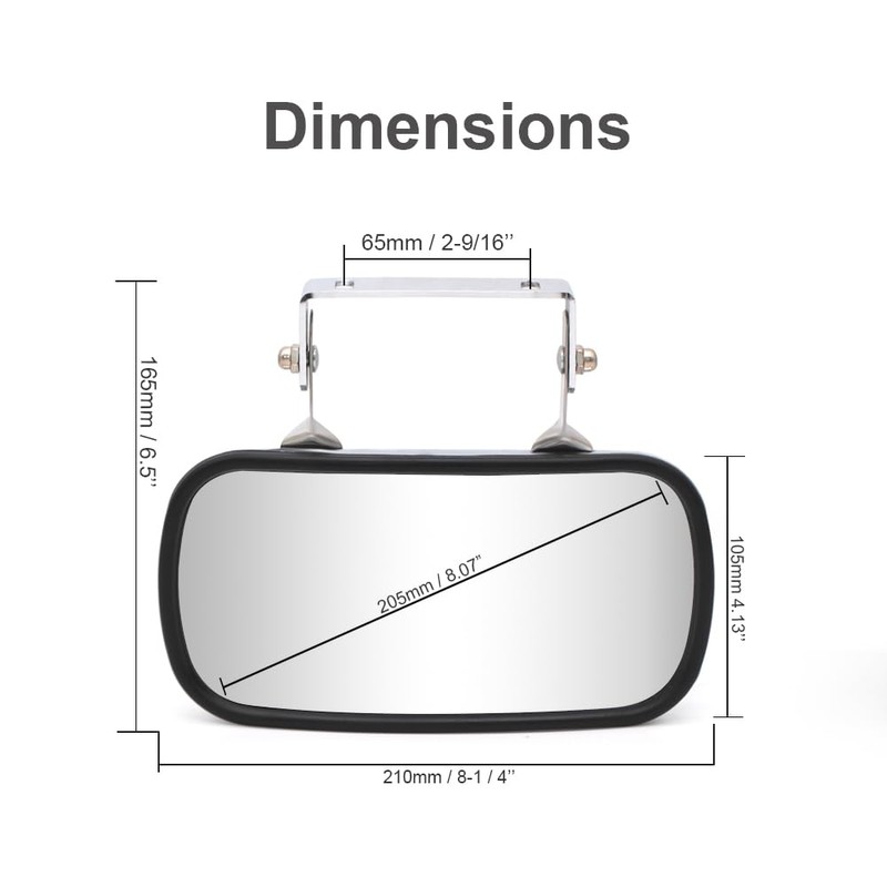Adanz Stainless Steel Rectangular Convex Mirrors fit for Cars Trucks