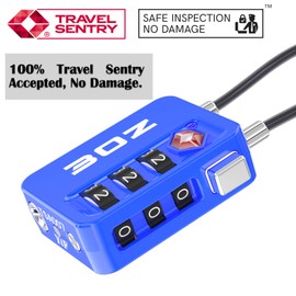 3OZ Cerraduras de cable de equipaje de 3 dígitos aprobadas por la TSA, candado de combinación pequeña, esferas grandes, ideal para viajes (azul, 2 unidades)