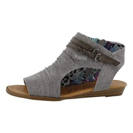 Blowfish Malibu Women's Blumoon Grey Smokey Twill/Steel Grey Die Cut Sandal 8.5 M US